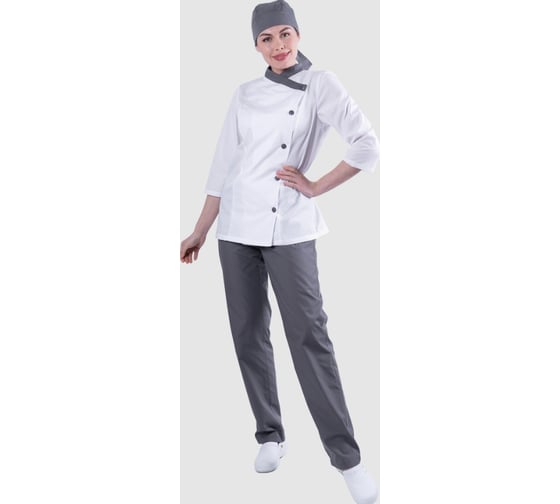 Изображение товара Костюм БИСТРО ГК Спецобъединение белый-т/серый, женский (128-132, 170-176), компл, Кос 841/128/170