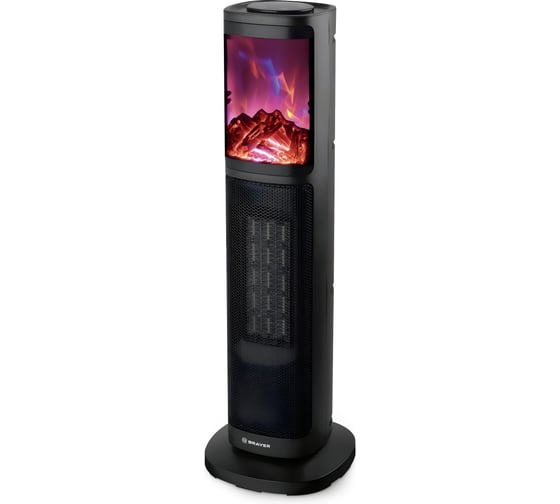 Изображение товара Тепловентилятор BRAYER 4864BR 2000Вт, LED-дисплей, пульт ДУ, таймер 12 ч, площадь 18кв.м., электронное управление, эффект пламени BR4864