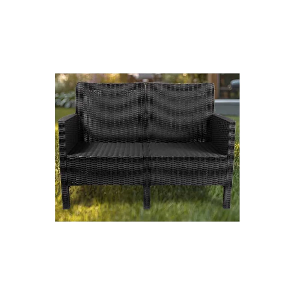 Изображение товара Двухместный садовый диван ВПМ СадКо под ротанг темно-серого цвета