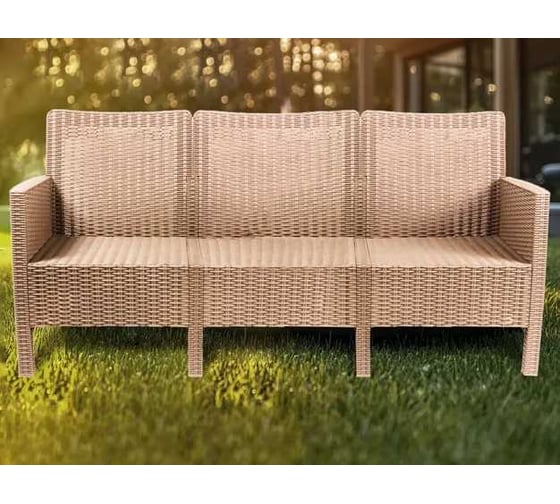 Изображение товара Диван трехместный садовый ВПМ СадКо капучино, под ротанг 6199882