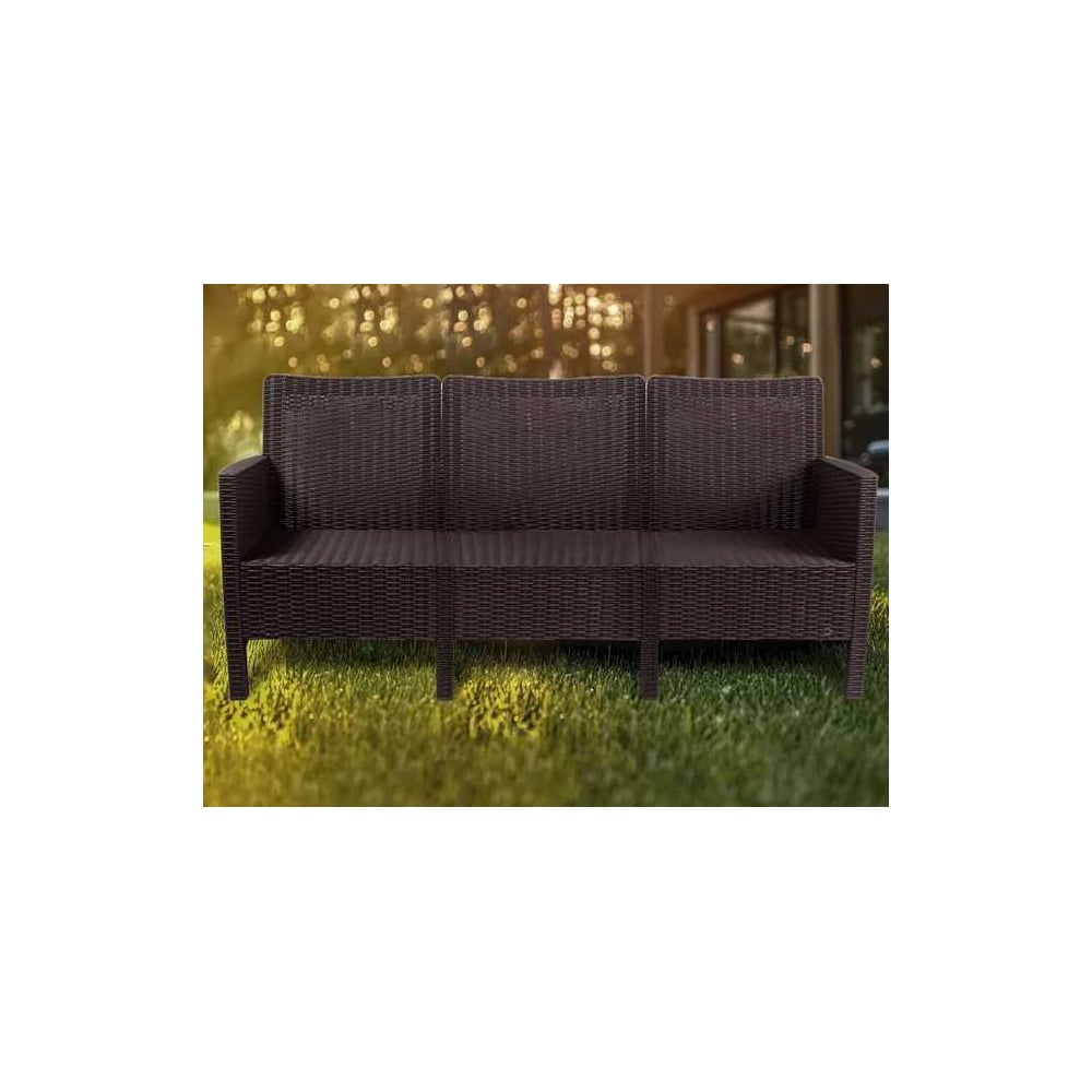 Изображение товара Диван трехместный садовый ВПМ СадКо темно-коричневый, под ротанг 6199036