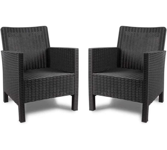 Изображение товара Комплект садовых кресел ВПМ 2 шт, графит, под ротанг 6200432