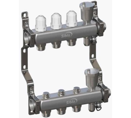 Изображение товара Коллекторная группа Sibio 1x4 выхода, евроконус 3/4 с расходомерами, автоматический воздухоотвод SIB-B1103 (4)