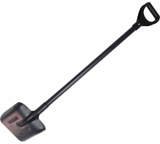 Изображение товара Лопата совковая On Премиумс металлическим черенком и V-образной ручкой, черная п/о, РЕЛЬСОВАЯ СТАЛЬ, 235x345хмм с ребрами жесткости 24-02-040