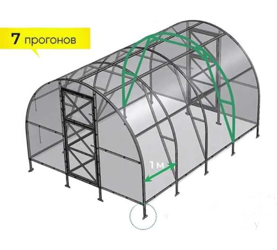 Изображение товара Каркас теплицы ВОЛЯ Дачная Трешка-Лайт 6м 755