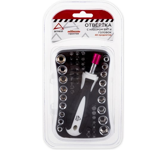 Изображение товара Отвертка с набором бит и головок ARNEZI 48пр 00-01094212