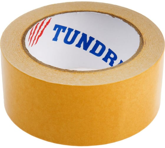 Изображение товара Двусторонняя лента TUNDRA 48 мм х 25 м, полипропиленовая, клейкая, белая основа 4648652