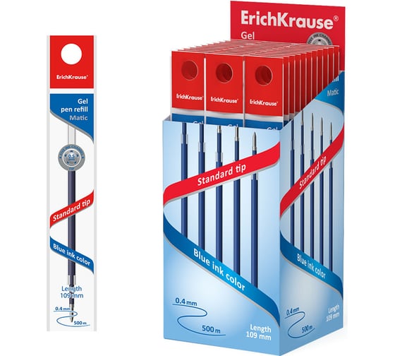 Изображение товара Гелевый стержень для ручек R-301 Gel Matic ErichKrause 0.5 109 мм, синий 46975