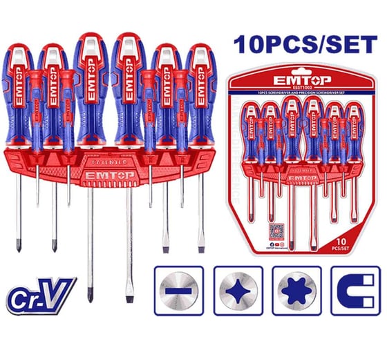 Изображение товара Набор отверток для точных работ emtop 10шт ESST1002