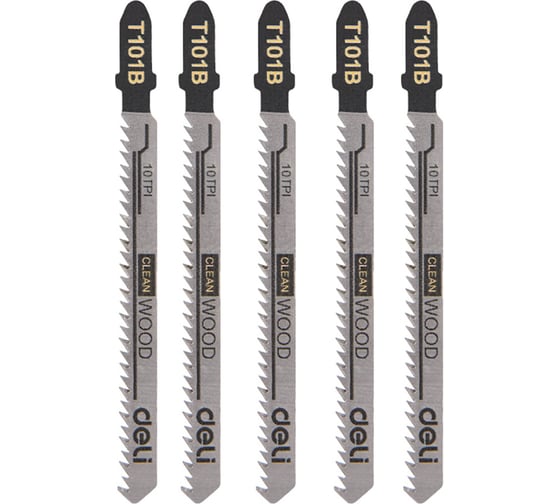 Изображение товара Пилки для лобзика по дереву DELI T101B (5шт) DH-QJT010-E3 (10TPI, 74мм) 177363