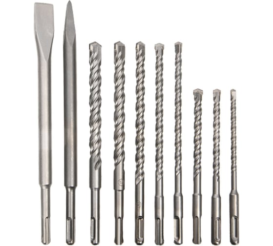 Изображение товара Набор буров и долот SDS Plus Deli для перфоратора (10 предметов) DH-YCZ010-EH1 (буры 6,8,10x160; 8, 10, 12, 14, 16x210; долота 14x250, 14x250x20) 192936