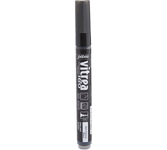 Изображение товара Маркер по стеклу PEBEO Vitrea 160 глянцевый 1.2 мм перо круглое 6 шт. 118088 черные чернила 432309