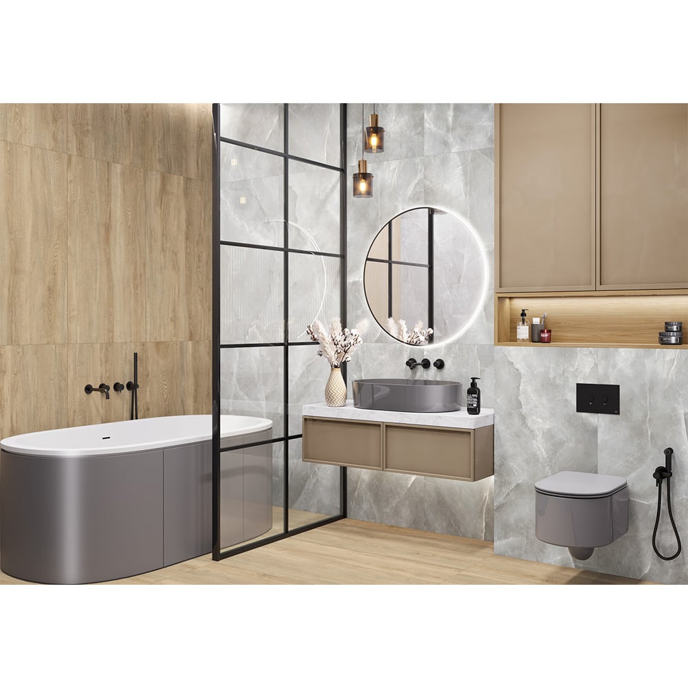 Изображение товара Керамогранит Delacora Salt Gray лаппатированный карвинг 1200x600x9.5 серый для пола и стен