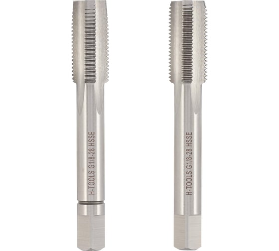 Изображение товара Метчик трубный H-Tools G 1/8 -28, комплект из 2х шт., DIN5157, HSSE, L-63мм, a=5.5 55312EHT