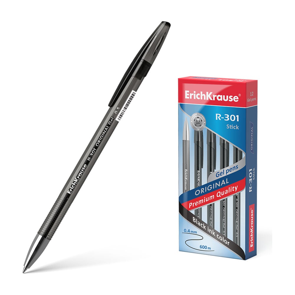 Гелевая ручка ErichKrause ручка гелевая ная crown hjr 500p чернила пастель белая узел 0 7 мм