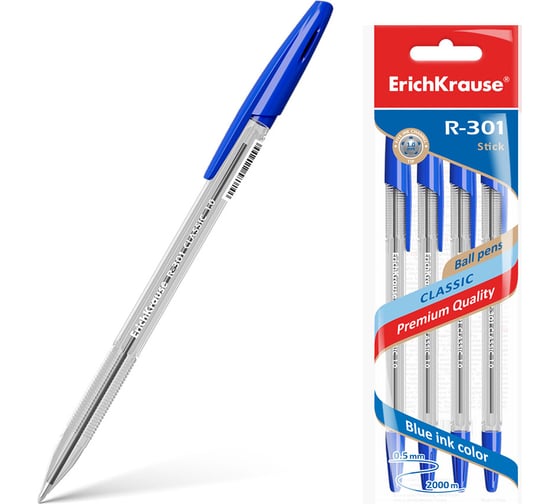 Изображение товара Шариковая ручка ErichKrause R-301 Classic Stick 1.0, синий 22032