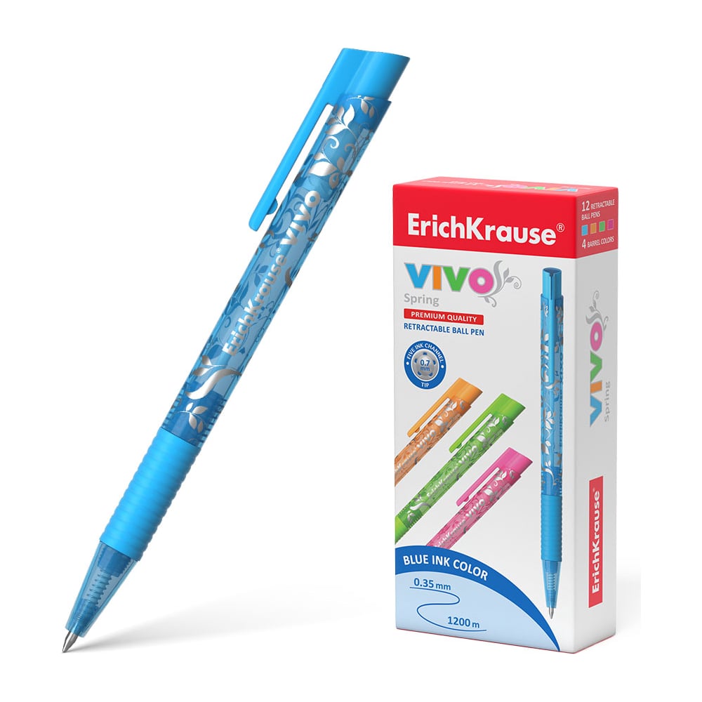 Изображение товара Автоматическая шариковая ручка ErichKrause VIVO Spring синий 12 шт