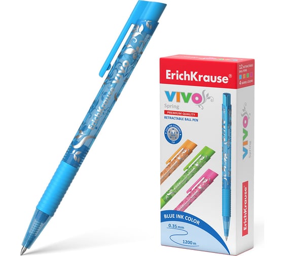 Изображение товара Автоматическая шариковая ручка ErichKrause VIVO Spring, синий 45024