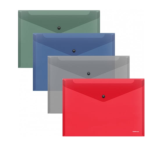 Изображение товара Пластиковая папка-конверт ErichKrause Glossy Classic на кнопке, B5, ассорти 50291