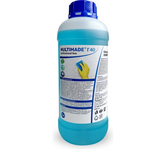 Изображение товара Универсальный гель Мультимэйд Г40 для очистки и обезжиривания поверхностей, 1 л 4607002304509