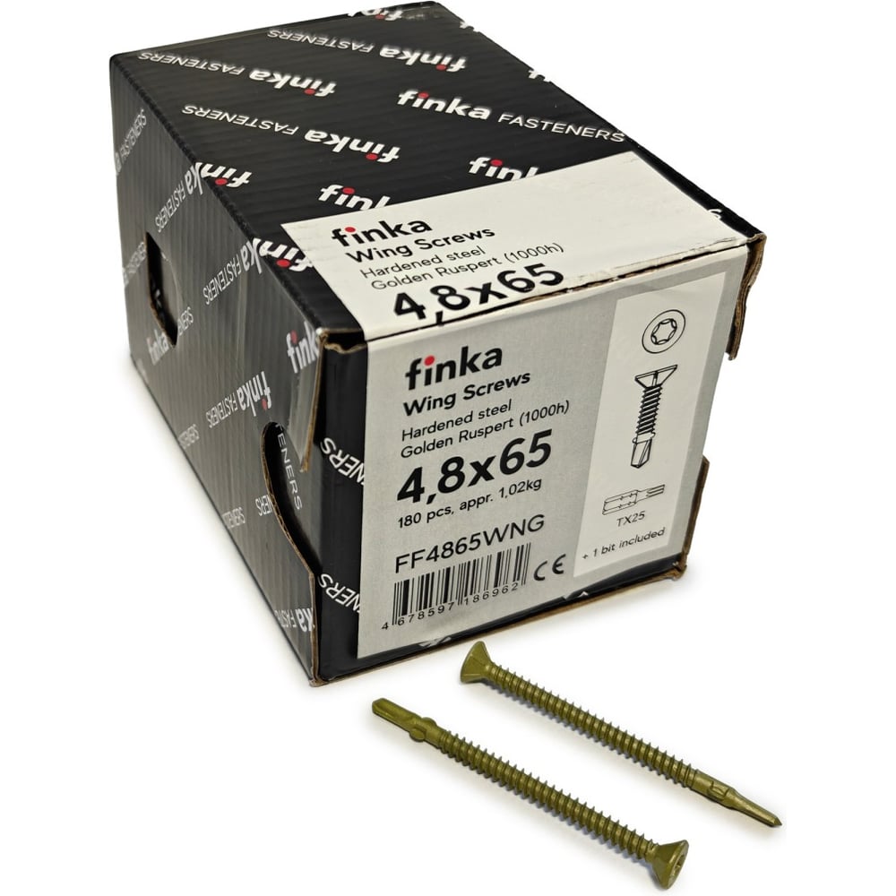 Изображение товара Шурупы флюгельные Finka Wing Screws 4,8x65 TX25 (Golden Ruspert), 180шт