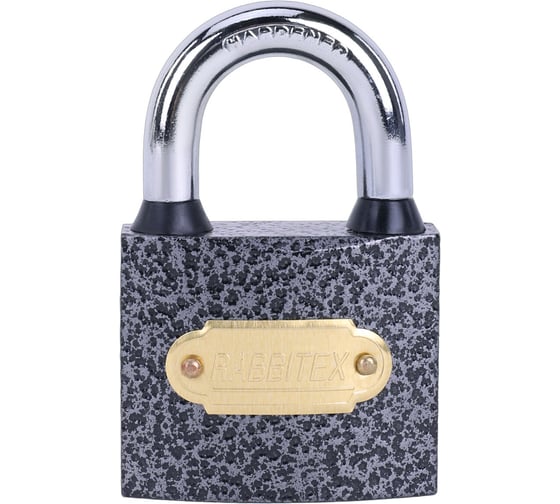 Изображение товара Замок навесной чугунный RABBITEX 50мм Влагонепроницаемый, полимерное покрытие, 3 ключа 671297