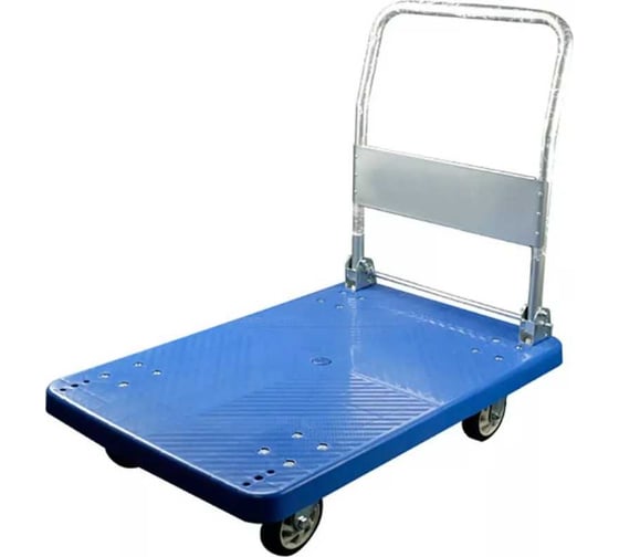 Изображение товара Тележка платформенная TOR пластиковая, 250кг, PH250P, 800x500мм,со складной ручкой, резиновые колеса 125мм 1042364