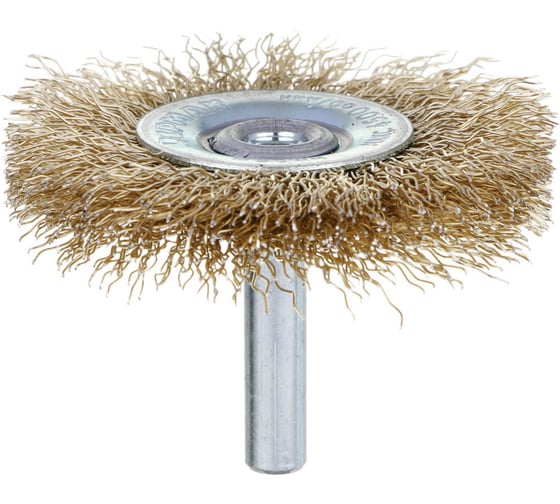 Изображение товара Щетка дисковая ЕРМАК PROFI для дрели, витая латунированная стальная проволока 0.3мм, 50мм 632-001