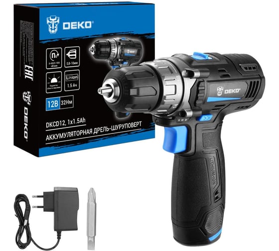 Изображение товара Аккумуляторная дрель-шуруповерт DEKO DKCD12, 12В, 1x1.5Ач 083-1121