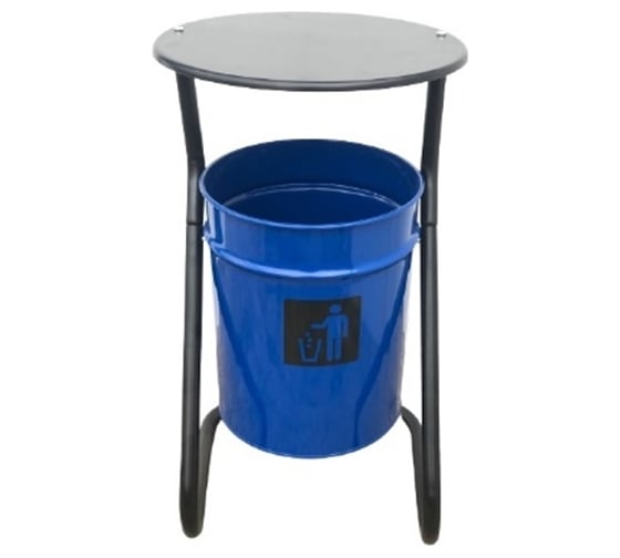 Изображение товара Уличная урна ПРОФМЕТСТИЛЬ металлическая, синяя, с крышкой 390