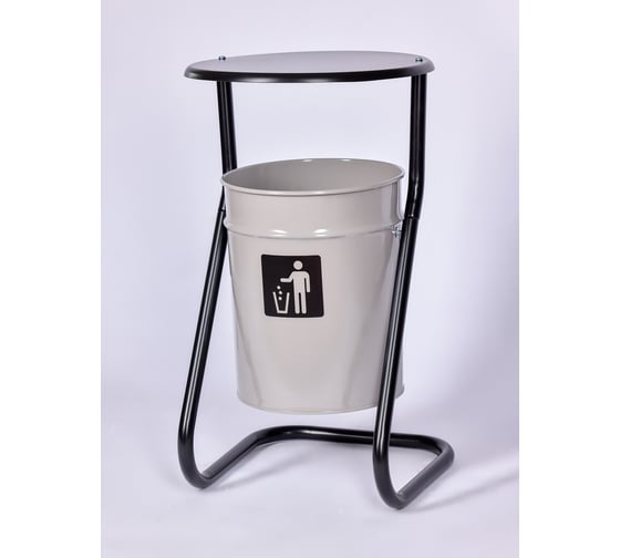 Изображение товара Уличная урна ПРОФМЕТСТИЛЬ металлическая, серая, с крышкой 392