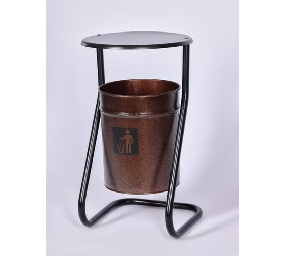 Изображение товара Уличная урна ПРОФМЕТСТИЛЬ металлическая, коричневый металлик, с крышкой 391