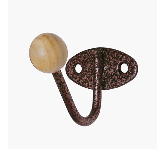 Изображение товара Крючок-вешалка с деревянным шариком Трибатрон КВД-1 медный антик 87469