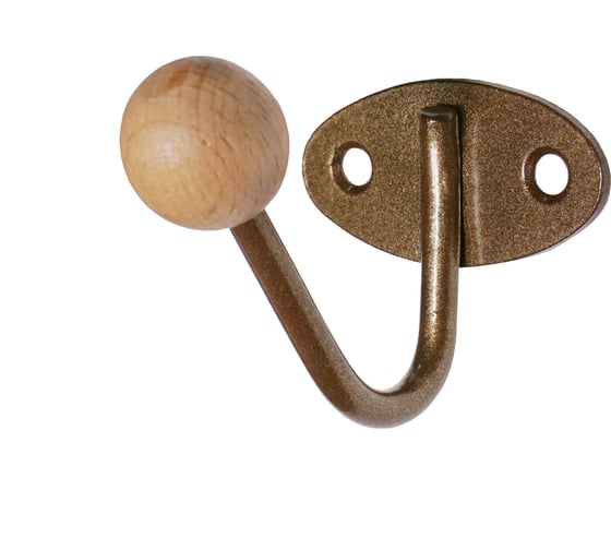 Изображение товара Крючок-вешалка с деревянным шариком Трибатрон КВД-1 бронзовый металлик 87467