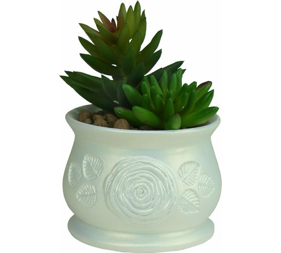 Изображение товара Кашпо Сады Аурики F-404 ИНГРИД белое, 8х9 см 063220