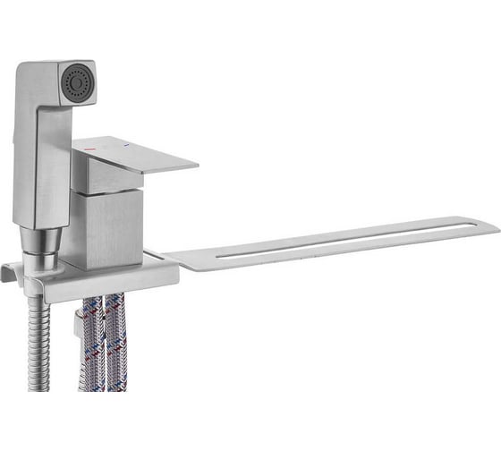 Изображение товара Смеситель с гигиенической лейкой FASHUN квадратичный (биде приставка к унитазу), сталь SUS304, сатин A57104