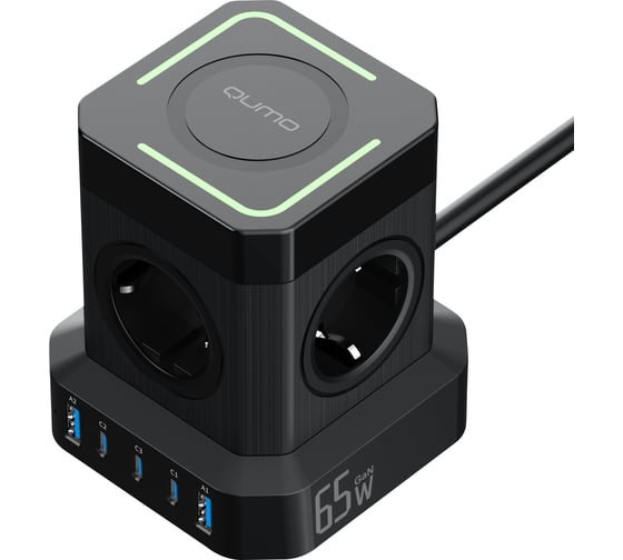 Изображение товара Беспроводная зарядка QUMO Power Block System PD + Fast Wireless SFU2PD (P-0010) черный, 4 розетки 50742