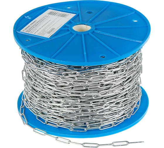 Изображение товара Длиннозвенная цепь ТУНДРА krep, DIN 763, диаметр 2 мм, сварная, оцинкованная, 100 м 2579455