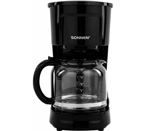 Изображение товара Кофеварка капельная SONNEN CM1095, 900Вт, объем 1,8л, подогрев кофе, черная, 456334
