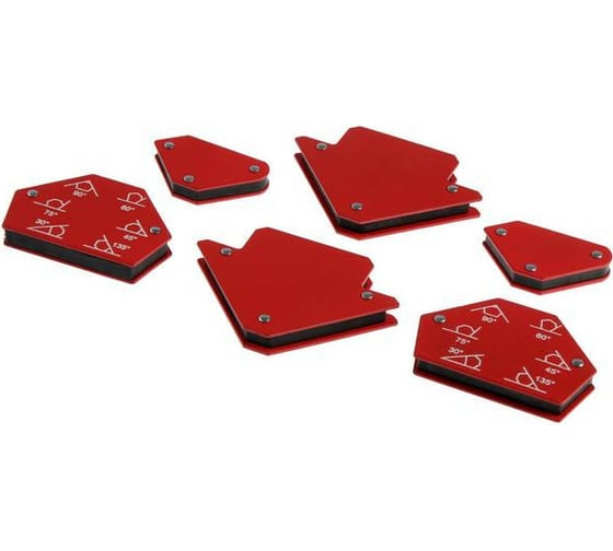 Изображение товара Набор магнитных угольников для сварки (6 шт; 30/45/60/75/90/135 градусов; усилие 4 и 11 кг) TUNDRA 5198413