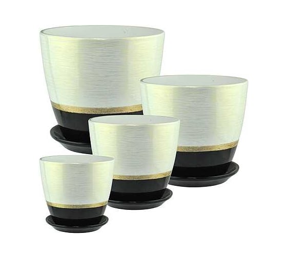 Изображение товара Комплект керамика Сады Аурики РС153 Поталь бутон эстет золото черный из 4х горшков d12 см, 1л 15 см, 2л 18 см, 4л 21 см, 5л 0 72113