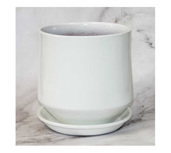 Изображение товара Цветочный горшок Сады Аурики Виктория керамика, с поддоном, глянец белый, d18 см, h19 см, 4 л 0 72938