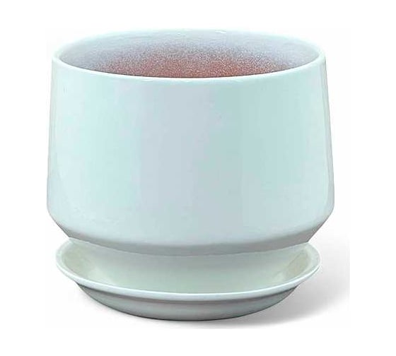 Изображение товара Цветочный горшок Сады Аурики Диана керамика с поддоном, глянец белый, d18 см, h18 см, 3.7 л 0 72939