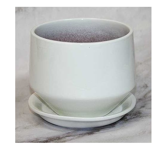 Изображение товара Цветочный горшок Сады Аурики Диана керамика с поддоном, глянец белый, d13 см, h13 см, 1.5 л 0 72779