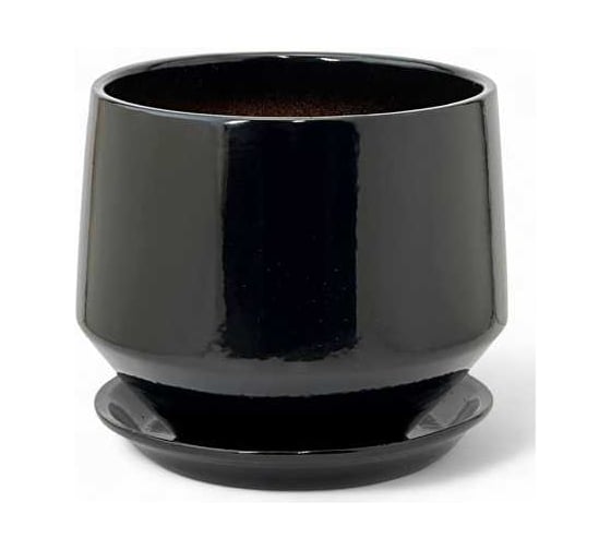 Изображение товара Цветочный горшок Сады Аурики Диана керамика с поддоном, глянец черный, d13 см, h13 см, 1.5 л 0 72780
