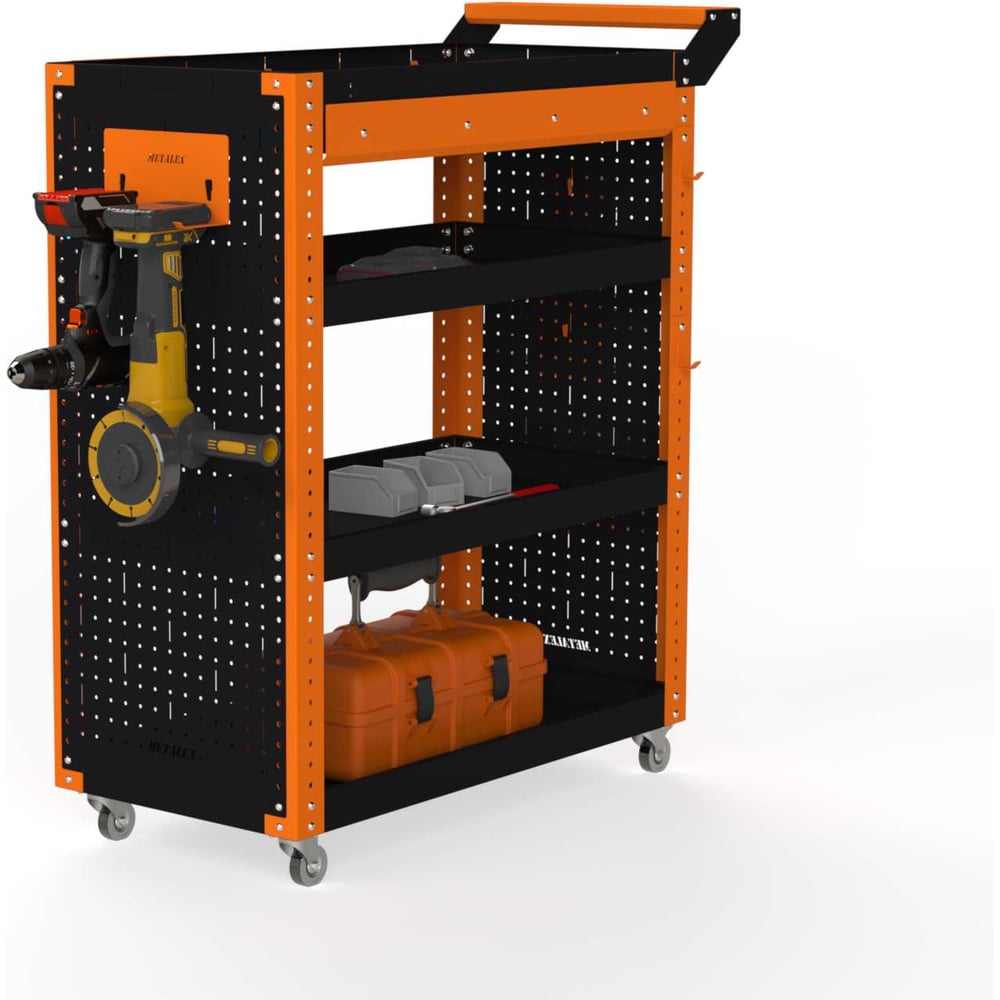 Изображение товара Тележка инструментальная ООО Металекс Тип 2А 700x400x950 с 4 полками и ящиком