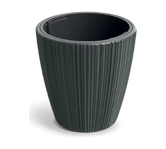 Изображение товара Кашпо пластик с вкладышем ФлораПласт ORO d30см h30см 10/15л темно-серый 073068