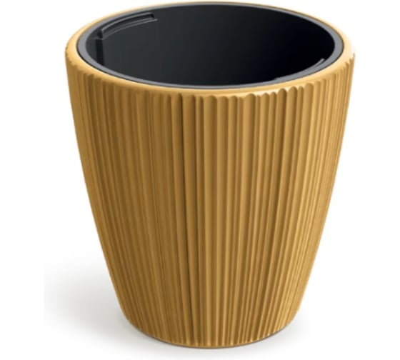 Изображение товара Кашпо ФлораПласт пластик с вкладышем ORO d24см h24см 4,5/8л горчица 0 73061