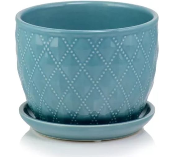 Изображение товара Кашпо Scheurich керамика Déco с поддоном d17см h13см голубой 0 73015