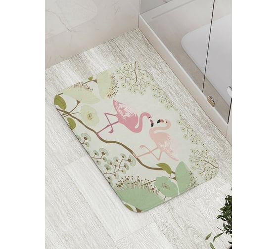 Изображение товара Коврик противоскользящий JoyArty "Фламинго на ветках" для ванной, сауны, бассейна, bath_9041